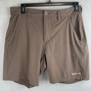 Nomad Mens Brown Performance Utility Hiking Shorts L Mesh Vent Stretch Rugged